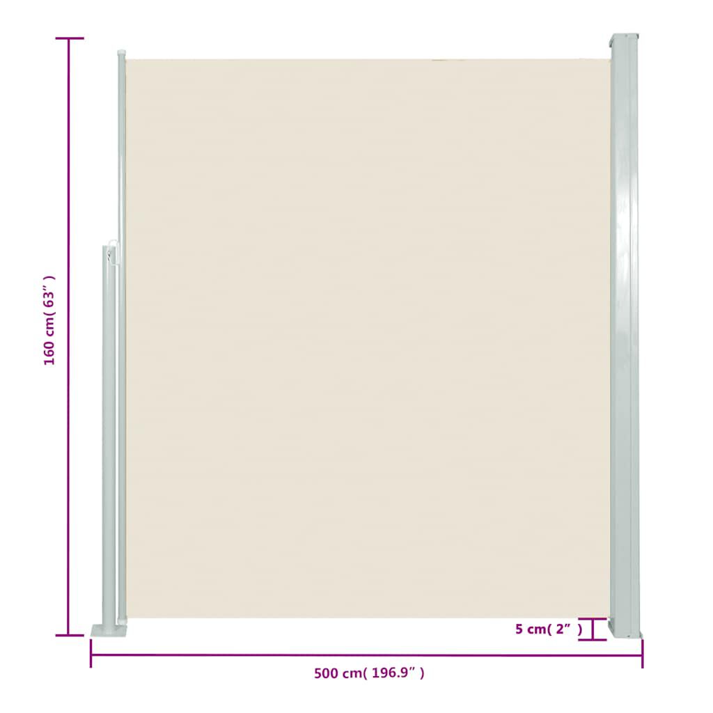 vidaXL Σκίαστρο Πλαϊνό Συρόμενο Κρεμ 160 x 500 εκ.