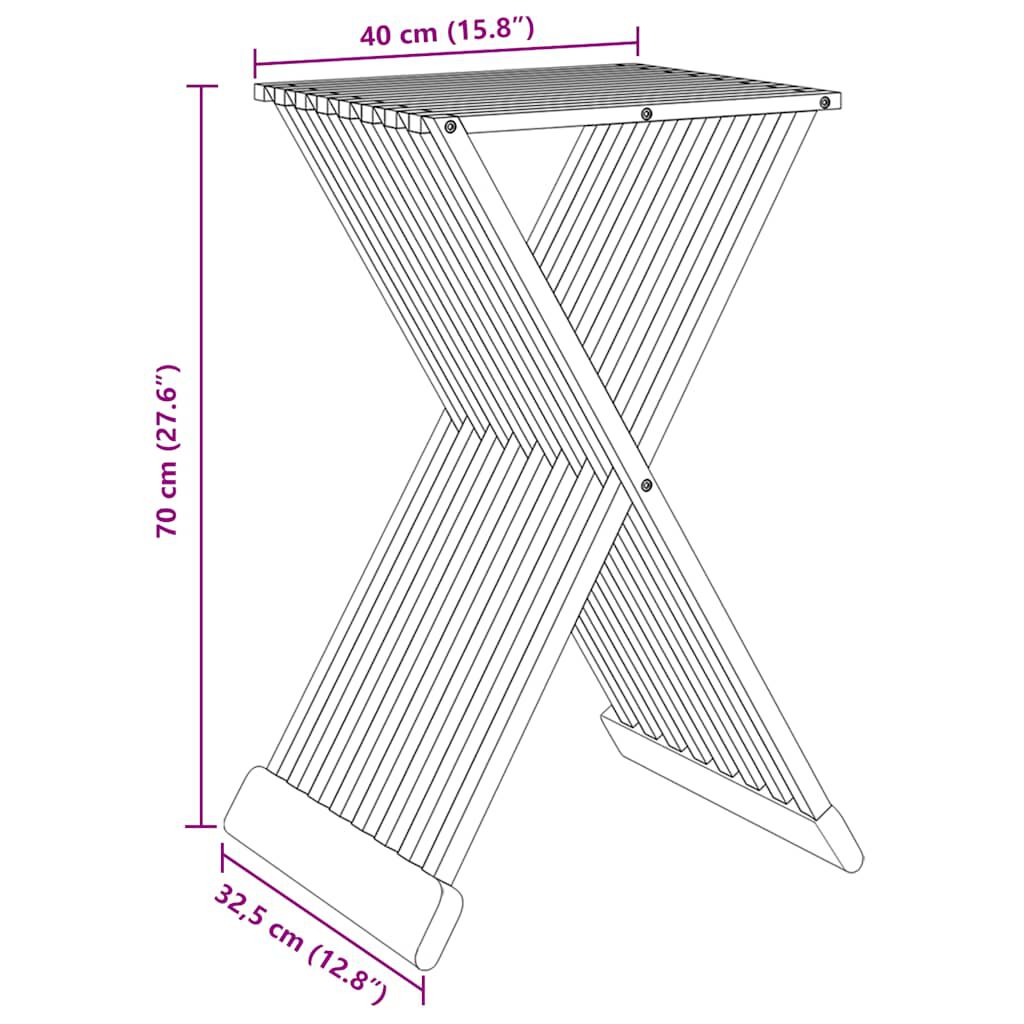 vidaXL Σκαμπό Πτυσσόμενο 40 x 32,5 x 70 εκ. από Μασίφ Ξύλο Teak