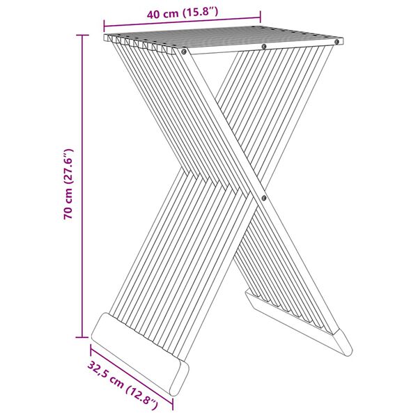 vidaXL Σκαμπό Πτυσσόμενο 40 x 32,5 x 70 εκ. από Μασίφ Ξύλο Teak