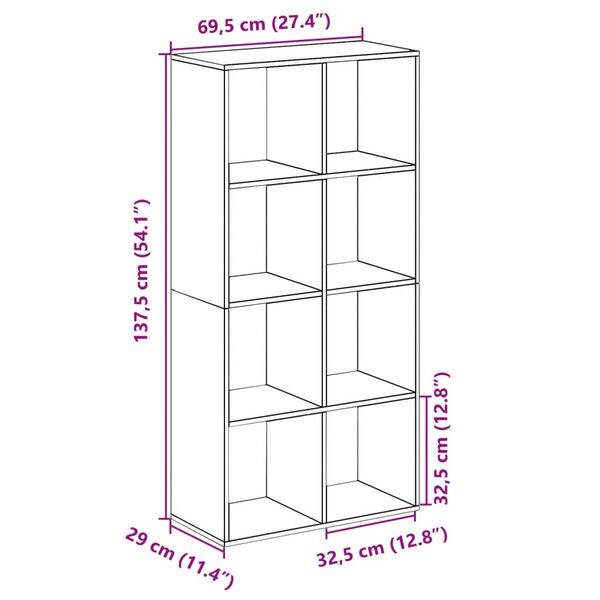 vidaXL Βιβλιοθήκη/Διαχωριστικό Χώρου Γκρι 69,5x29x137,5εκ. Επεξ. Ξύλο