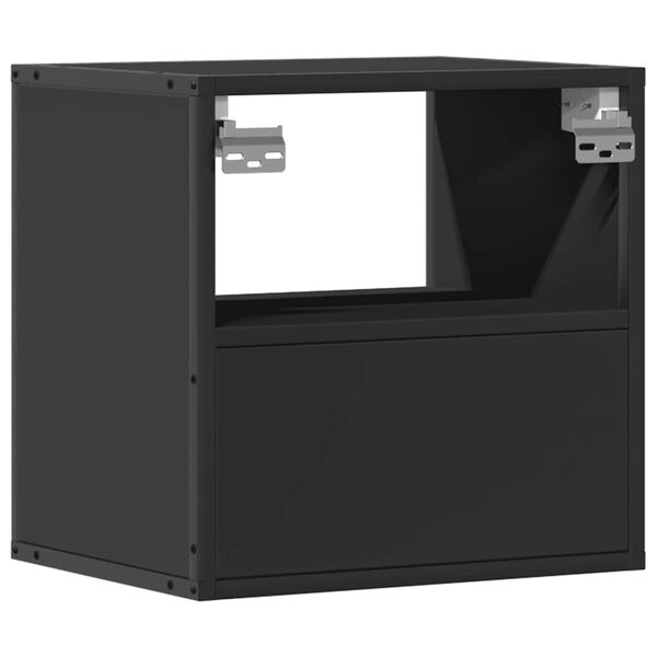 vidaXL Επίτοιχο ντουλάπι κομοδίνου Μαύρο 40x31x39,5 cm