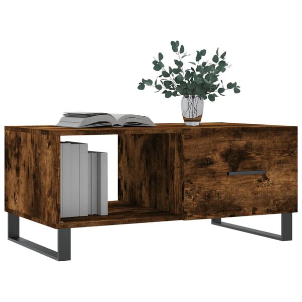 vidaXL Τραπεζάκι Σαλονιού Καπνιστή Δρυς 90x50x40 εκ. Επεξεργασμ. Ξύλο