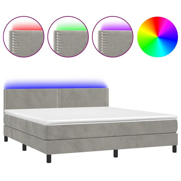 vidaXL &Kappa;&rho;&epsilon;&beta;ά&tau;&iota; Boxspring &mu;&epsilon; &Sigma;&tau;&rho;ώ&mu;&alpha; & LED &Alpha;&nu;.&Gamma;&kappa;&rho;&iota; 180x200 &epsilon;&kappa;. &Beta;&epsilon;&lambda;&omicron;ύ&delta;&iota;&nu;&omicron;