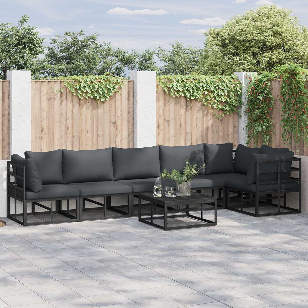 vidaXL Σετ Καναπέ Κήπου 7 pcs Μαύρο 70 x 70 x 32 εκ Αλουμίνιο