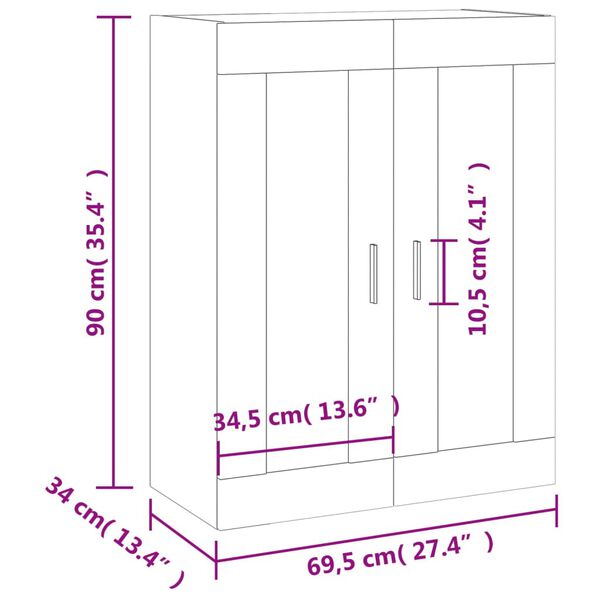 vidaXL Ντουλάπι Επιτοίχιο Sonoma Δρυς 69,5 x 34 x 90 εκ.
