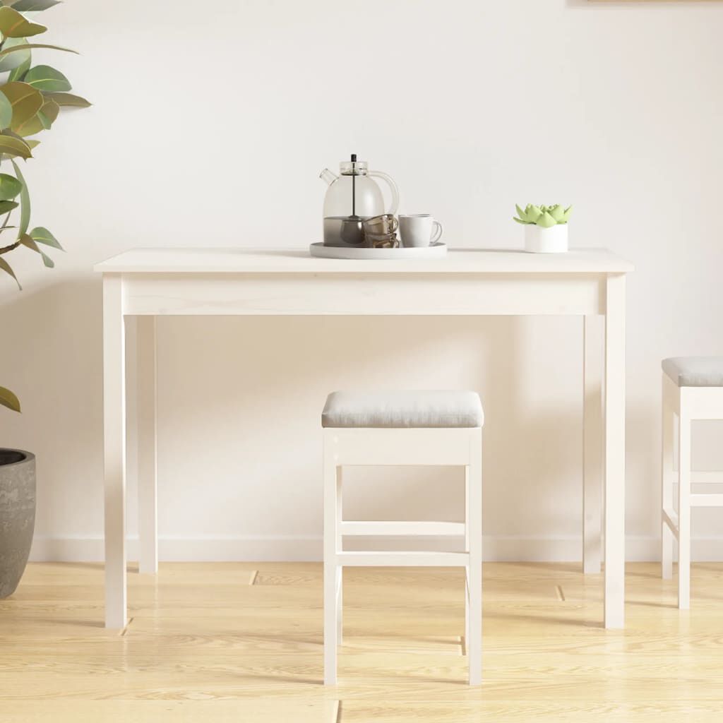 vidaXL Τραπεζαρία Λευκή 110 x 55 x 75 εκ. από Μασίφ Ξύλο Πεύκου