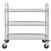 vidaXL Τρόλεϊ Κουζίνας με 3 Ράφια 95x45x83,5 εκ. από Ανοξείδωτο Ατσάλι