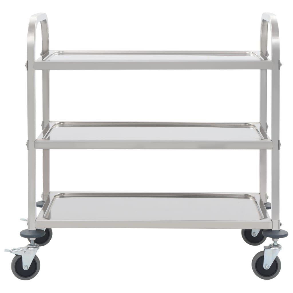 vidaXL Τρόλεϊ Κουζίνας με 3 Ράφια 95x45x83,5 εκ. από Ανοξείδωτο Ατσάλι
