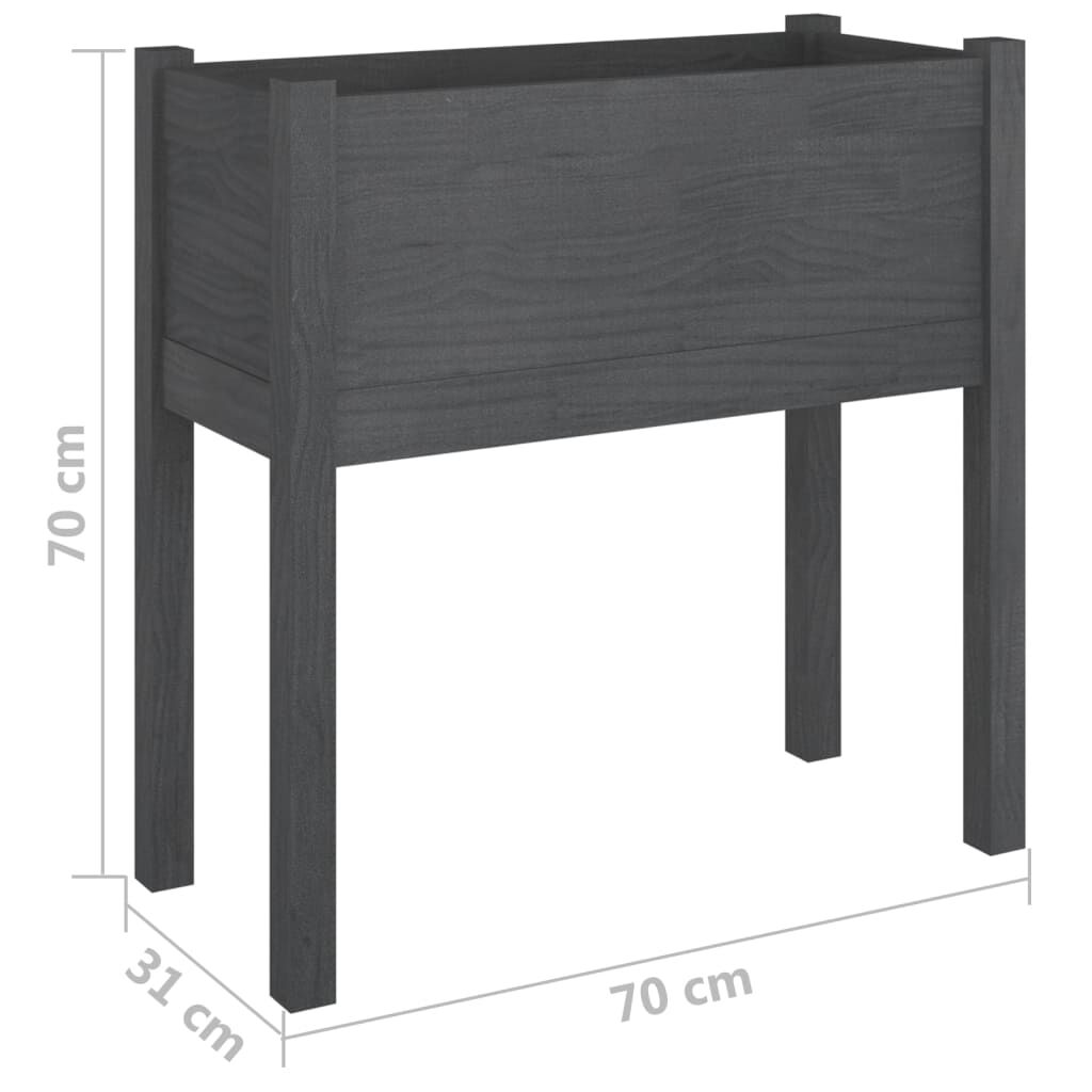 vidaXL Ζαρντινιέρες 2 τεμ. Γκρι 70 x 31 x 70 εκ. από Μασίφ Ξύλο Πεύκου