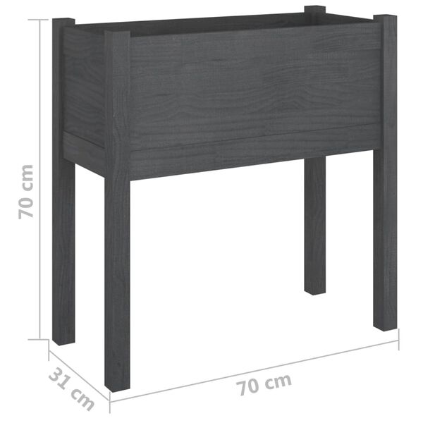 vidaXL Ζαρντινιέρες 2 τεμ. Γκρι 70 x 31 x 70 εκ. από Μασίφ Ξύλο Πεύκου