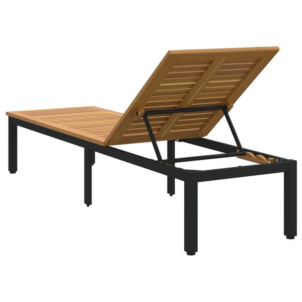 vidaXL Ξαπλώστρα Μαύρη 200x55x35 εκ Μασίφ Ξύλο Ακακίας