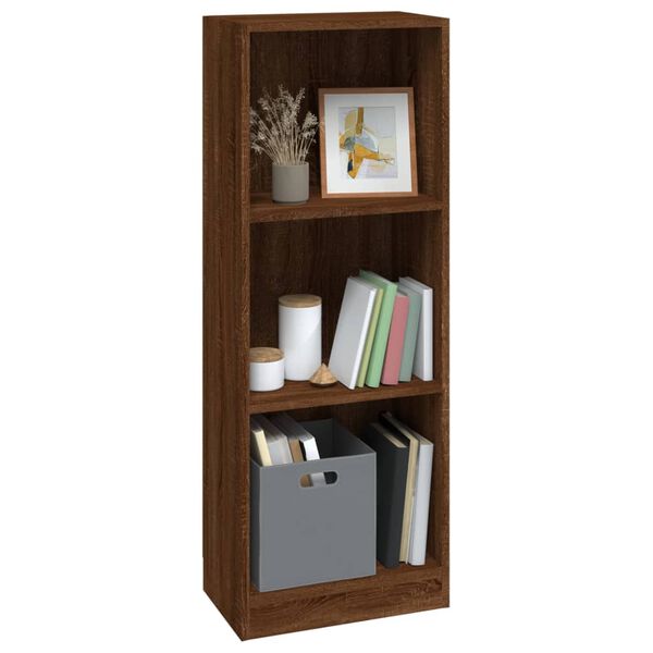vidaXL Βιβλιοθήκη με 3 Ράφια Καφέ Δρυς 40x24x109 εκ. Επεξεργ. Ξύλο
