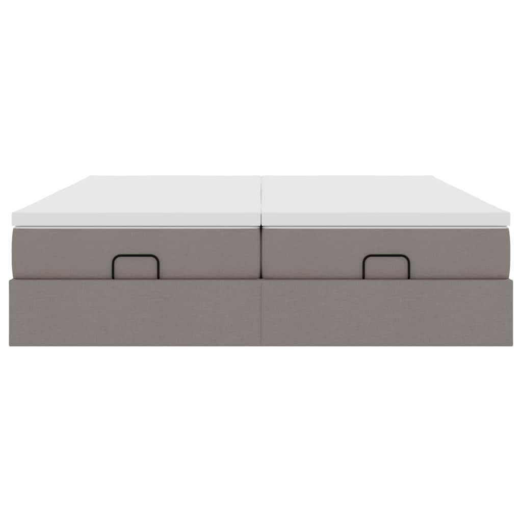 vidaXL Οθωμανικό κρεβάτι με στρώματα Taupe 200x200cm ύφασμα