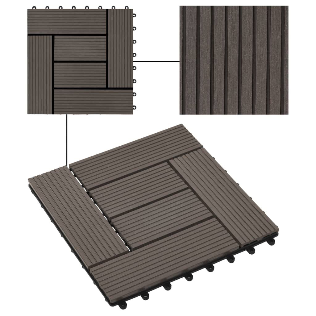 vidaXL Πλακάκια Deck 11 τεμ. Σκούρο Καφέ 30 x 30 εκ. 1 μ² από WPC
