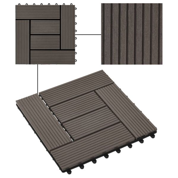vidaXL Πλακάκια Deck 11 τεμ. Σκούρο Καφέ 30 x 30 εκ. 1 μ² από WPC