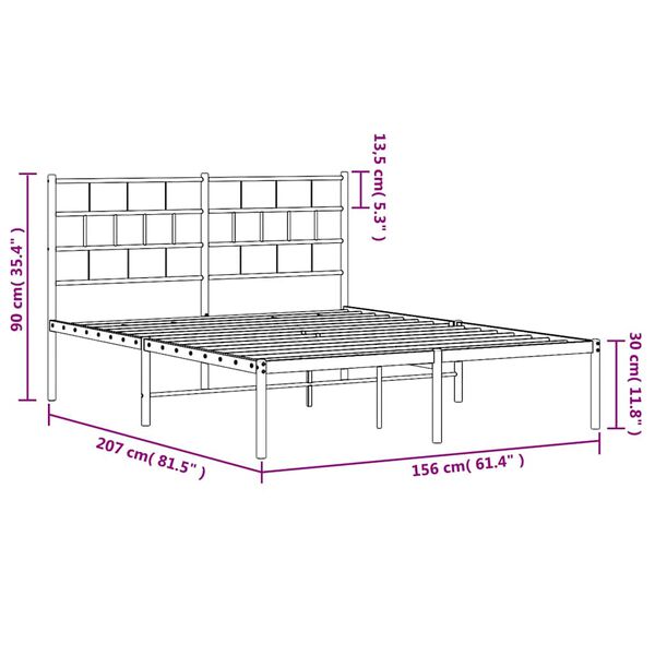 vidaXL Πλαίσιο Κρεβατιού με Κεφαλάρι Λευκό 150 x 200 εκ. Μεταλλικό