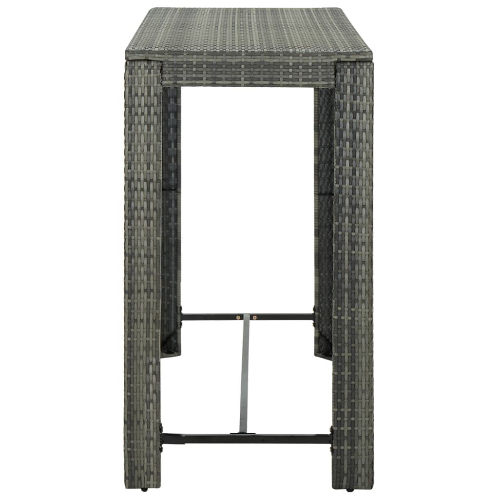 vidaXL Τραπέζι Μπαρ Κήπου Γκρι 140,5x60,5x110,5 εκ. Συνθετικό Ρατάν