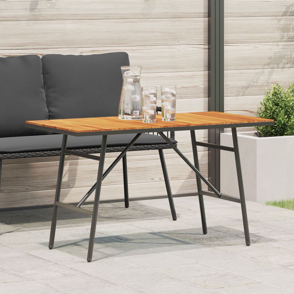 vidaXL Τραπέζι Τραπεζαρίας - Μαύρο, 110x55x62 εκ, Φτιαγμένο από Μασίφ Ξύλο Ακακίας