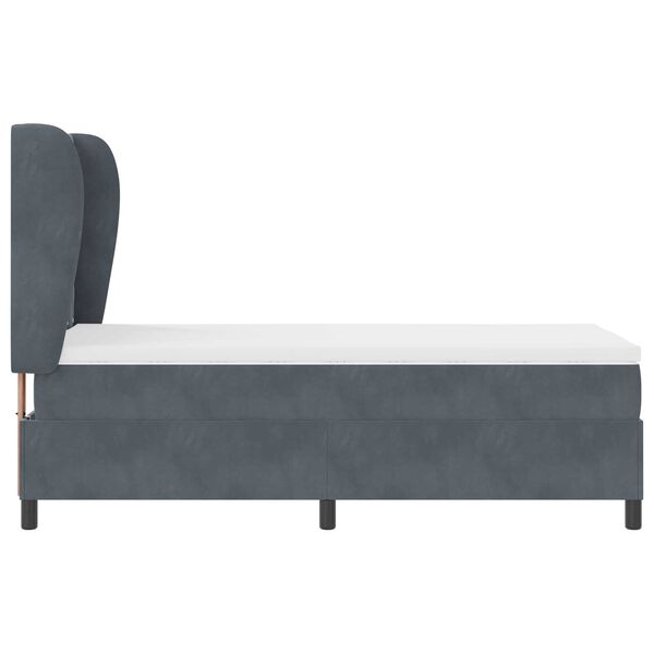 vidaXL Κρεβάτι Box Spring με Στρώμα Σκοτεινό Γκρι 90x190 εκ Βελούδο