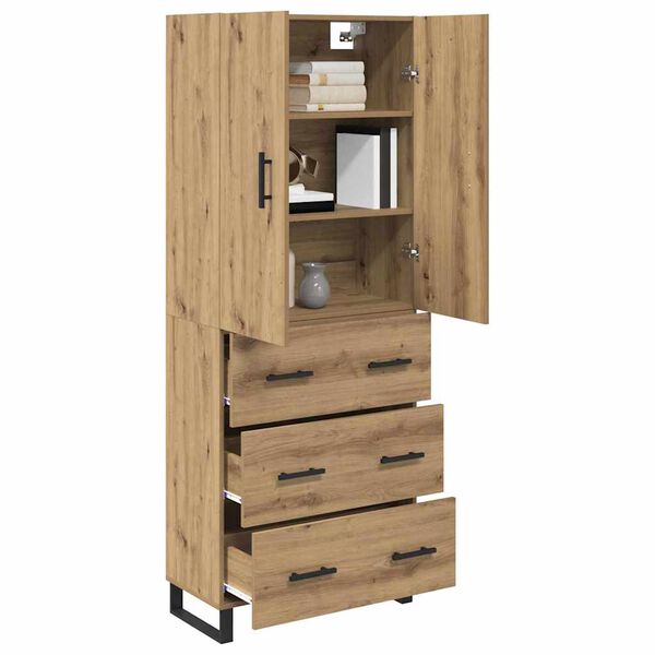 vidaXL Highboard με συρτάρι 2 pcs Artisan Oak Σύνθετο Ξύλο και Γυαλί