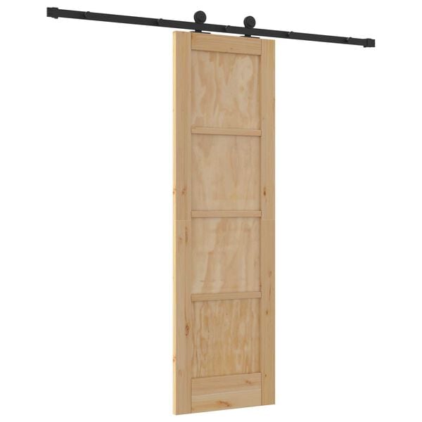 vidaXL Σετ Συρόμενης Πόρτας Φυσικό και μαύρο 61 x 198.5 εκ.