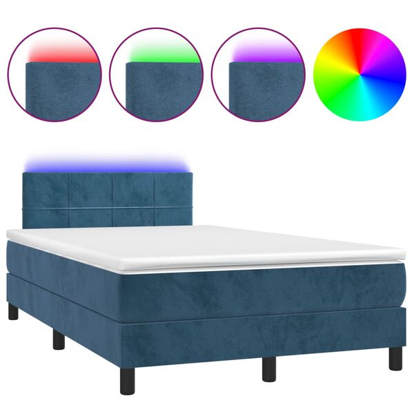 vidaXL &Kappa;&rho;&epsilon;&beta;ά&tau;&iota; Boxspring &mu;&epsilon; &Sigma;&tau;&rho;ώ&mu;&alpha; & LED &Sigma;&kappa;. &Mu;&pi;&lambda;&epsilon; 120x200&epsilon;&kappa;. &Beta;&epsilon;&lambda;&omicron;ύ&delta;&iota;&nu;&omicron;