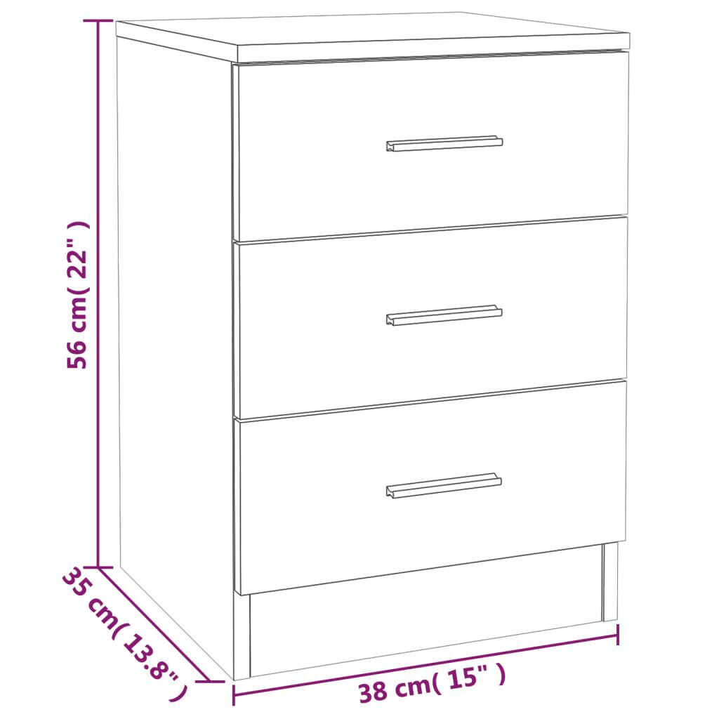 vidaXL Κομοδίνα 2 Τεμ. Καπνιστή Δρυς 38x35x56 εκ. από Επεξεργ. Ξύλο