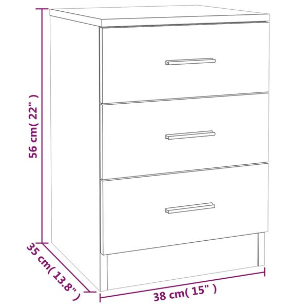 vidaXL Κομοδίνα 2 Τεμ. Καπνιστή Δρυς 38x35x56 εκ. από Επεξεργ. Ξύλο
