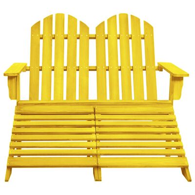 vidaXL Καρέκλα Κήπου Adirondack Διθέσια Κίτρινη Ξύλο Ελάτης & Υποπόδιο
