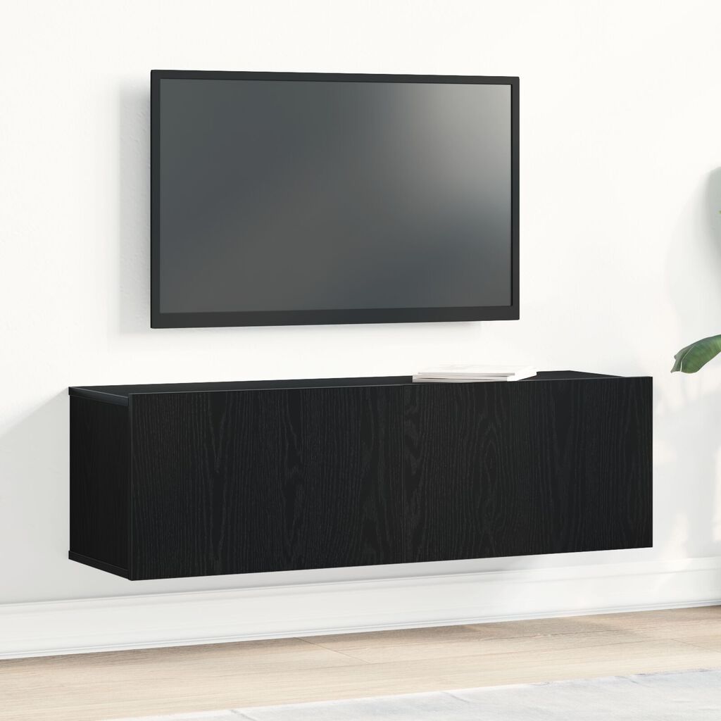 vidaXL Μαύρη Δρυς Τοίχου Τηλεοπτική Ντουλάπα 100x30x30 εκ. Κατασκευασμένη από Συνθετικό Ξύλο