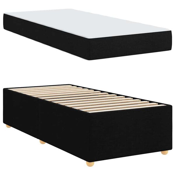vidaXL Σκελετός Κρεβατιού με στρώμα Μαύρο 90 x 200 cm ύφασμα