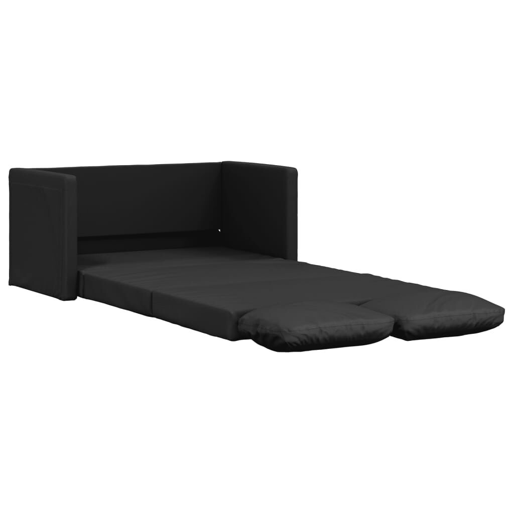 vidaXL Καναπές-Κρεβάτι Δαπέδου 2 σε 1 Μαύρο 112x174x55 εκ. Συνθ. Δέρμα