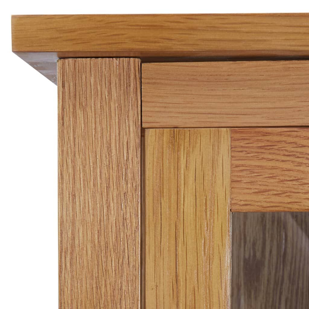 vidaXL Βιβλιοθήκη με 4 Πόρτες 90x35x200 εκ. Μασίφ Ξύλο Δρυός και Γυαλί