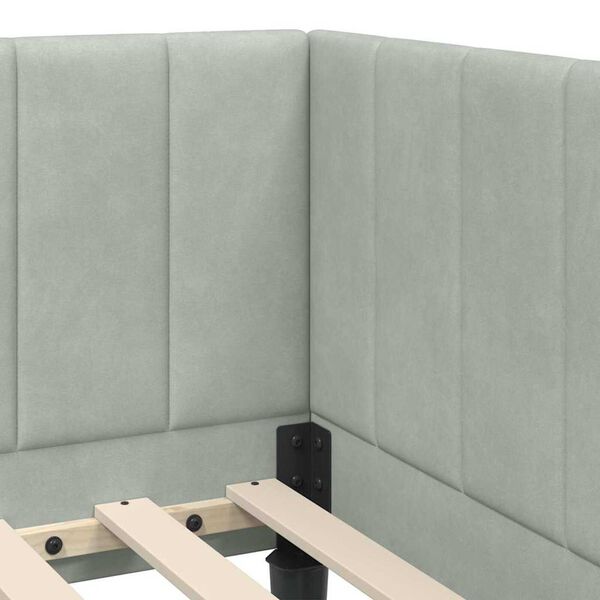 vidaXL Κρεβάτι Γωνίας με στρώμα Ανοιχτό γκρι 80 x 200 cm Βελούδο
