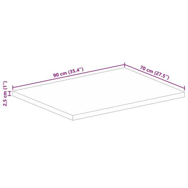 vidaXL Επιφάνεια Τραπεζιού Ορθογώνια 90x70x2,5 εκ. Ανακυκλωμένο Ξύλο
