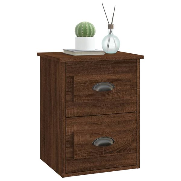 vidaXL Κομοδίνα Επιτοίχια 2 τεμ. Καφέ Δρυς 41,5x36x53 εκ.