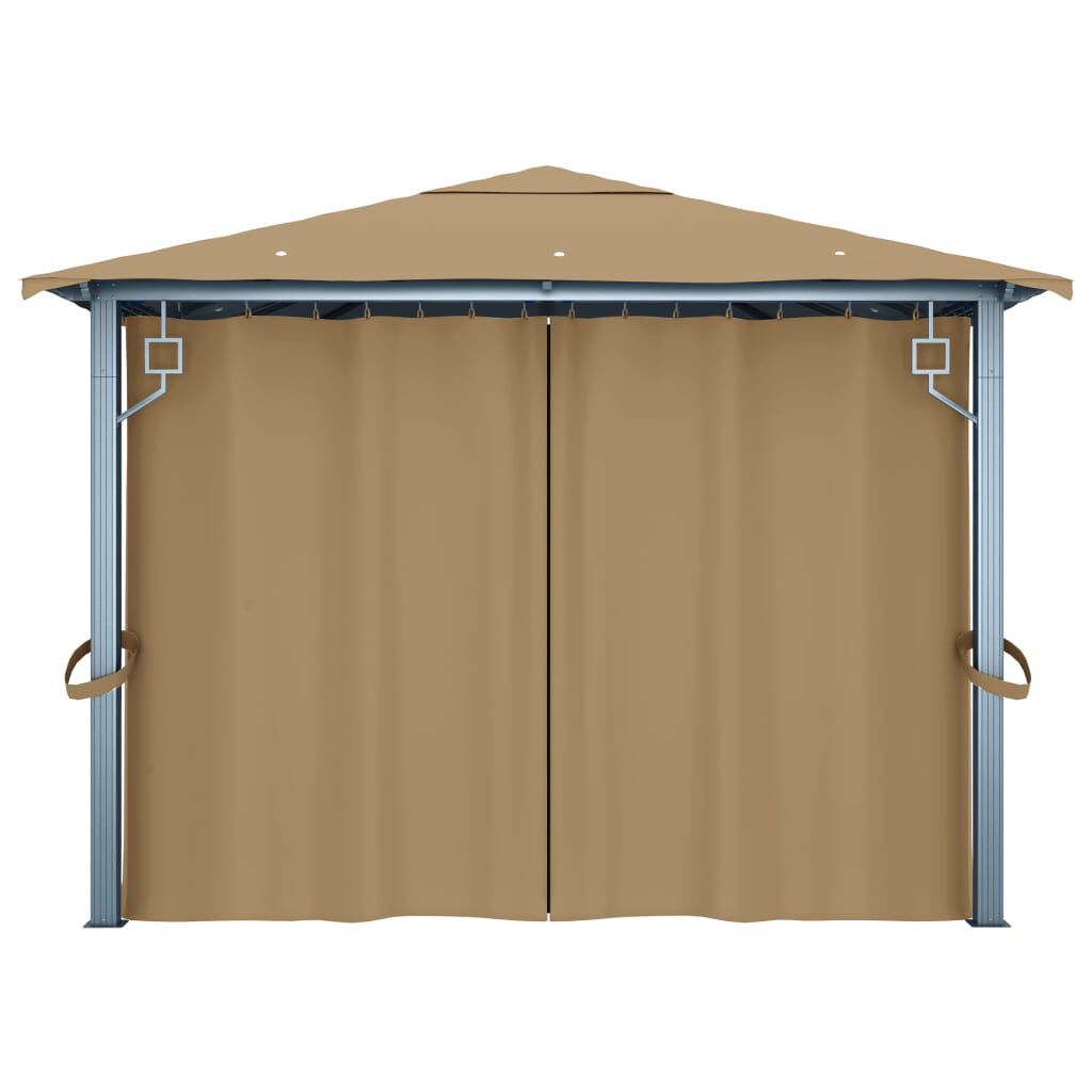 vidaXL Κιόσκι με Κουρτίνα Taupe 400 x 300 εκ. Αλουμινίου