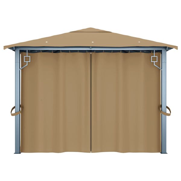 vidaXL Κιόσκι με Κουρτίνα Taupe 400 x 300 εκ. Αλουμινίου