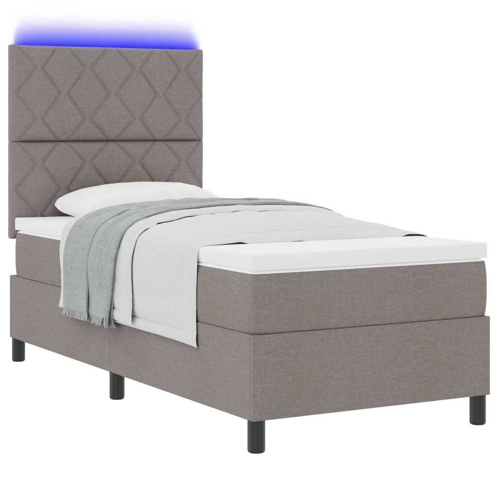 vidaXL Κρεβάτι με ελατήρια και στρώμα & LED 90 x 190 cm