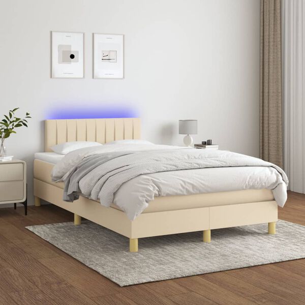 vidaXL &Kappa;&rho;&epsilon;&beta;ά&tau;&iota; Boxspring &mu;&epsilon; &Sigma;&tau;&rho;ώ&mu;&alpha; & LED &Kappa;&rho;&epsilon;&mu; 120x200 &epsilon;&kappa;. &Upsilon;&phi;&alpha;&sigma;&mu;ά&tau;&iota;&nu;&omicron;