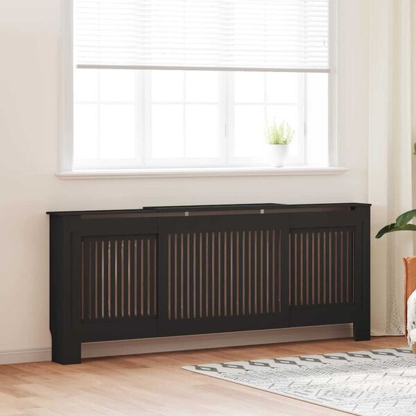 vidaXL Καπάκι Καλοριφέρ 2 pcs Μαύρο (142-205) x 20.5 x 81.5 εκ.