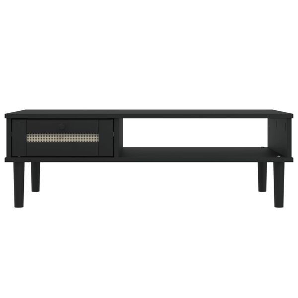 vidaXL Τραπεζάκι Σαλονιού SENJA Μαύρο / Ρατάν 100x55x33 εκ. Μασίφ Ξύλο
