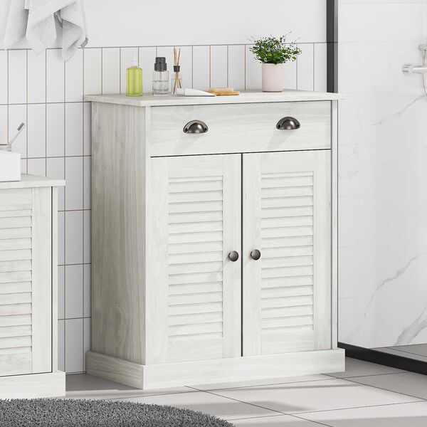 vidaXL Ντουλάπι Μπάνιου Λευκό 68 x 34 x 80 εκ Μασίφ ξύλο πεύκου