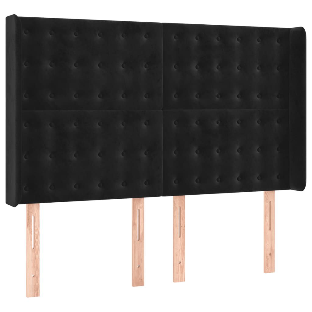 vidaXL Κρεβάτι Boxspring με Στρώμα & LED Μαύρο 140x190 εκ. Βελούδινο