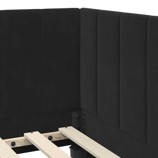 vidaXL Κρεβάτι Γωνίας με κεφαλάρι Μαύρο 90 x 200 cm Βελούδο