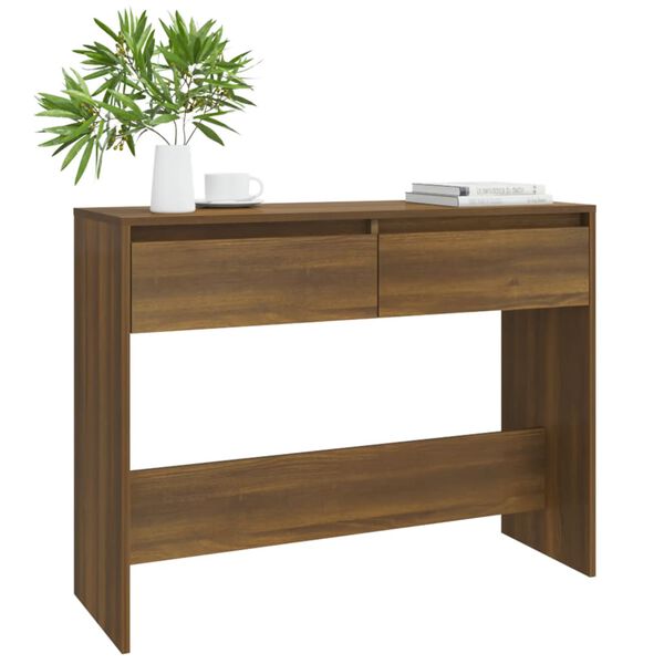 vidaXL Τραπέζι Κονσόλα Καφέ Δρυς 100x35x76,5 εκ. Επεξεργασμένο Ξύλο