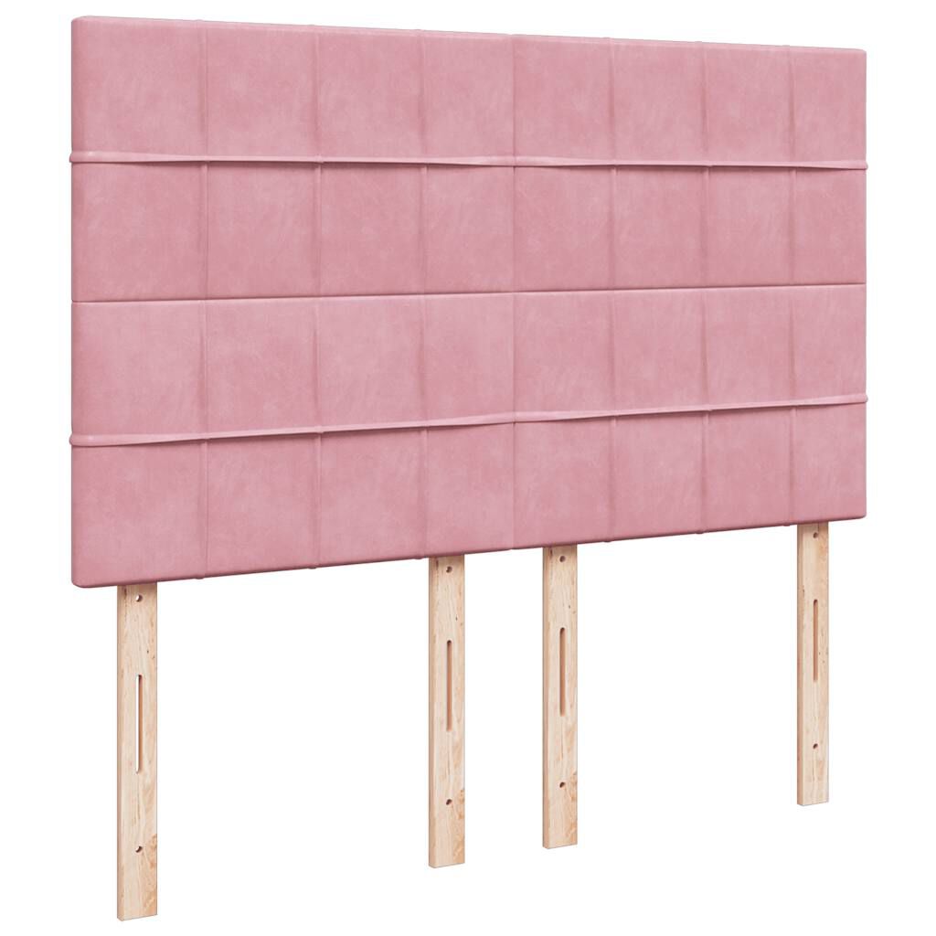 vidaXL Κρεβάτι Boxspring με Στρώμα Ροζ 140x190 εκ. Βελούδινο