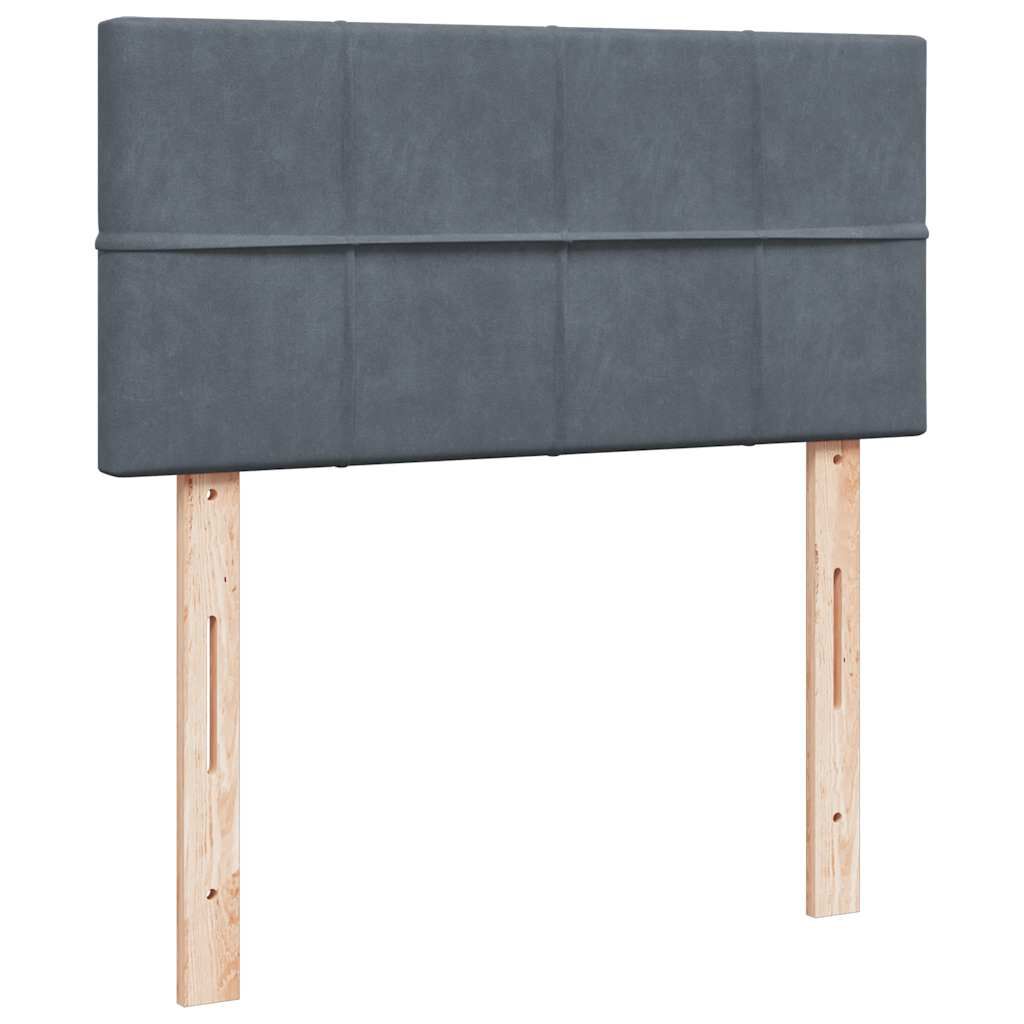 vidaXL Κρεβάτι Boxspring με Στρώμα Σκούρο Γκρι 100x200 εκ. Βελούδινο
