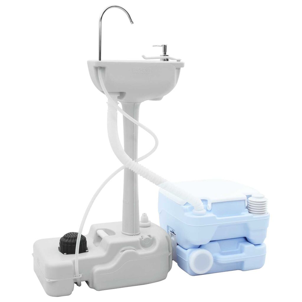vidaXL Τουαλέτα Κάμπινγκ 2 pcs Μπλε και άσπρο 50.5 x 33 x 103 εκ