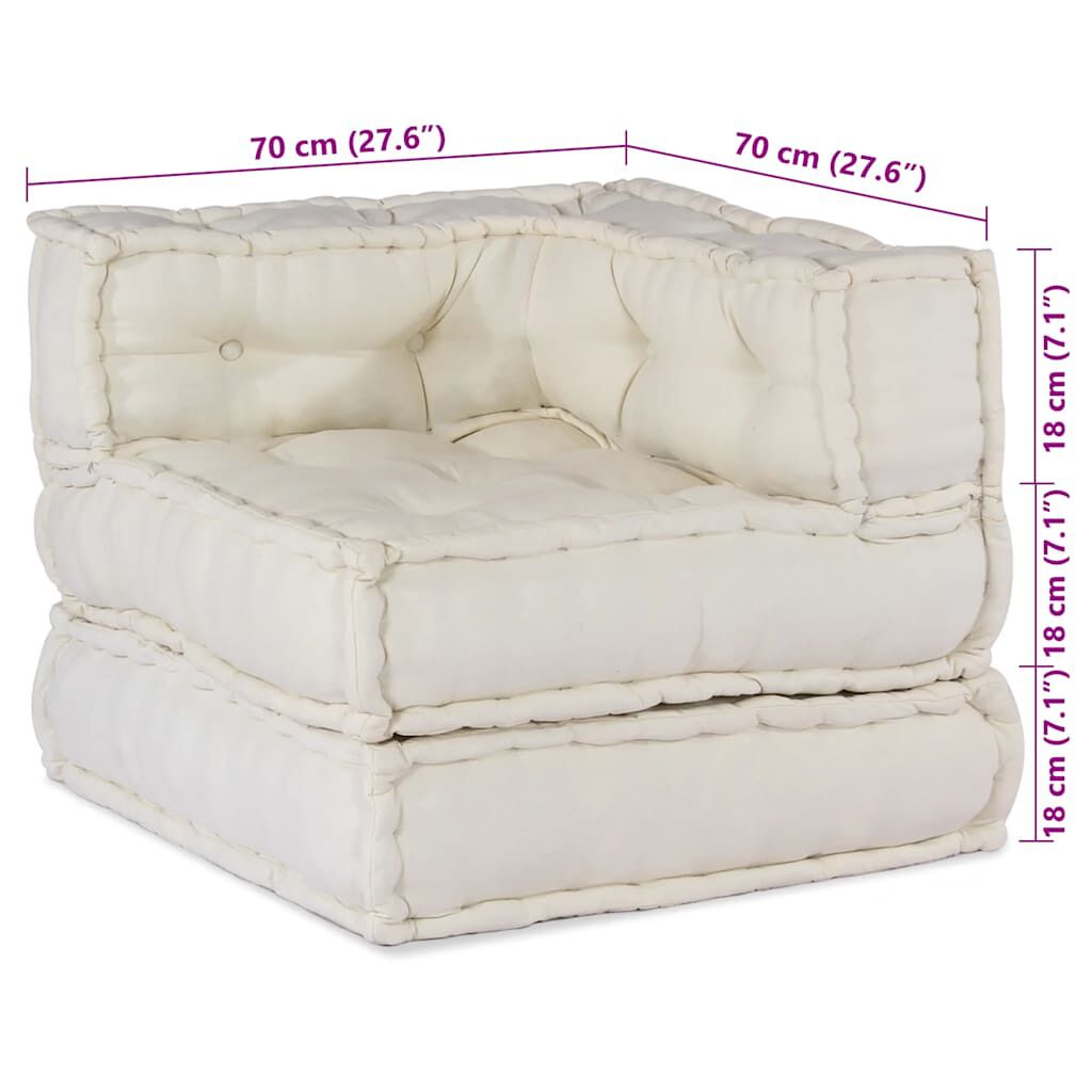 vidaXL Modular Pouffe Cream 70x70x54 ύφασμα